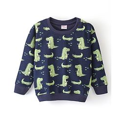 Babyhug Cotton Knit Full Sleeves Sweatshirt Dino Print Pack of 2 - Blue & Yellow