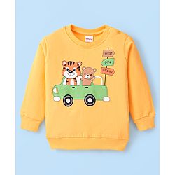 Babyhug Cotton Full Sleeves Graphic Tiger Print Sweatshirts Pack of  2 - White Melange & Yellow