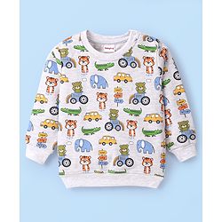 Babyhug Cotton Full Sleeves Graphic Tiger Print Sweatshirts Pack of  2 - White Melange & Yellow