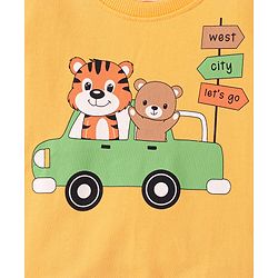 Babyhug Cotton Full Sleeves Graphic Tiger Print Sweatshirts Pack of  2 - White Melange & Yellow