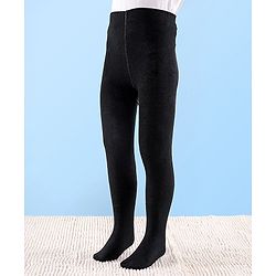 Cutewalk by Babyhug Non Terry Footed Anti Bacterial Solid Tights - Black