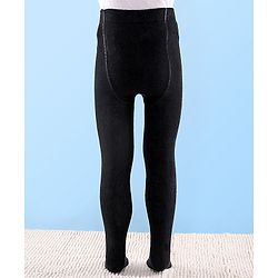 Cutewalk by Babyhug Non Terry Footed Anti Bacterial Solid Tights - Black