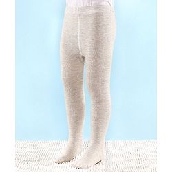 Cutewalk by Babyhug Non Terry Footed Anti Bacterial Solid Tights - Ecru Melange