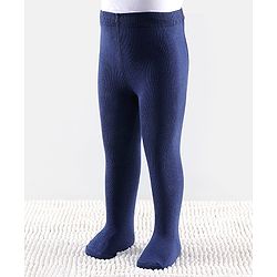 Cutewalk by Babyhug Non Terry Footed Anti Bacterial Solid  Tights - Navy Blue