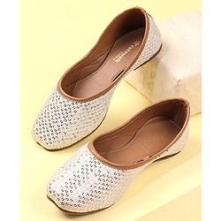 Cute Walk by Babyhug Slip On Mojaris With Sequins Detailing -Gold