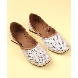 Cute Walk by Babyhug Slip On Mojaris With Sequins Detailing -Gold