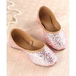 Cute Walk by Babyhug Slip On Mojaris with Sequins Detailing - Pink