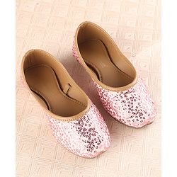 Cute Walk by Babyhug Slip On Mojaris with Sequins Detailing - Pink