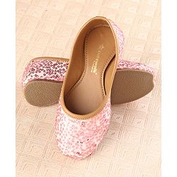 Cute Walk by Babyhug Slip On Mojaris with Sequins Detailing - Pink