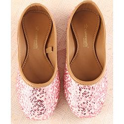 Cute Walk by Babyhug Slip On Mojaris with Sequins Detailing - Pink