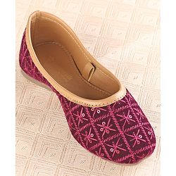 Cute Walk by Babyhug Slip On Mojaris with Sequins & Embroidery Detailing - Purple