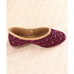 Cute Walk by Babyhug Slip On Mojaris with Sequins & Embroidery Detailing - Purple