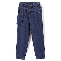 Babyhug 100% Cotton Full Length Washed Denim Jeans - Blue