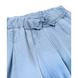 Babyhug 100% Cotton Mid Thigh Length Washed Stretchable Denim Shorts Butterfly Embroidery - Blue