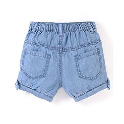 Babyhug Cotton Mid Thigh Length Washed Denim Short with Utility Pockets - Blue
