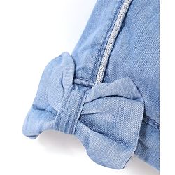Babyhug Cotton Mid Thigh Length Washed Denim Short with Utility Pockets - Blue