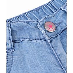 Babyhug Cotton Mid Thigh Length Washed Denim Short with Utility Pockets - Blue