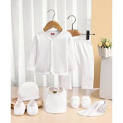 Babyhug 100 % Cotton Baby Clothing Gift Sets Pack of 7 - White