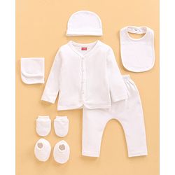 Babyhug 100 % Cotton Baby Clothing Gift Sets Pack of 7 - White