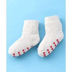 Cute Walk by Babyhug Anti Bacterial Anti Skid Ankle Length Cotton Knit Socks Floral Design Pack of 3 - Pink White & Beige