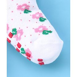 Cute Walk by Babyhug Anti Bacterial Anti Skid Ankle Length Cotton Knit Socks Floral Design Pack of 3 - Pink White & Beige