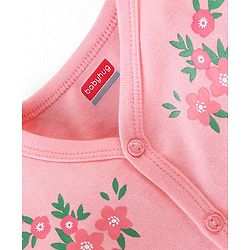 Babyhug 100% Cotton Full Sleeves Front Open Vests Floral & Dot Print Pack of 3- Pink Blue & Red