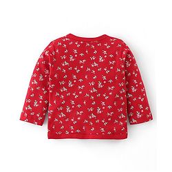 Babyhug 100% Cotton Full Sleeves Front Open Vests Floral & Dot Print Pack of 3- Pink Blue & Red