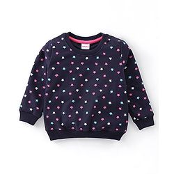 Babyhug Cotton Knit Full Sleeves Sweatshirts with Star Print Pack of 2 - Pink & Navy Blue