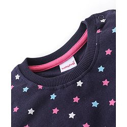Babyhug Cotton Knit Full Sleeves Sweatshirts with Star Print Pack of 2 - Pink & Navy Blue