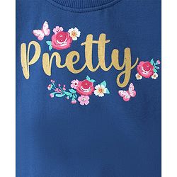 Babyhug Cotton Knit Full Sleeves Sweatshirt Text Print - Navy Blue