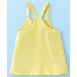 Babyhug Cotton Knit Short Sleeves Inner Tee with Corduroy Frock Parrot Printed  - Yellow