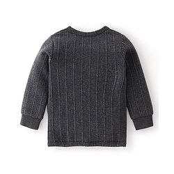 Babyhug Cotton Full Sleeves Front Open Thermal Vest With Solid Colour - Dark Grey