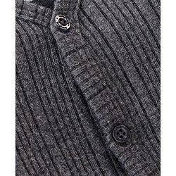 Babyhug Cotton Full Sleeves Front Open Thermal Vest With Solid Colour - Dark Grey