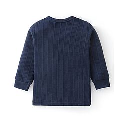 Babyhug Full Sleeves Front Open Solid Color Thermal Wear - Dark Navy Blue