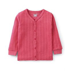 Babyhug Full Sleeves Front Open Solid Color Thermal Wear - Coral