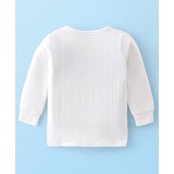 Babyhug Front Open Full Sleeves Thermal Vest  Solid Color - White
