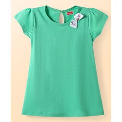Babyhug Cotton Knit Half Sleeves Frocks With Floral Print Pack of 2 - White & Green