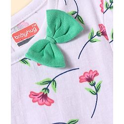 Babyhug Cotton Knit Half Sleeves Frocks With Floral Print Pack of 2 - White & Green