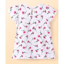 Babyhug Cotton Knit Half Sleeves Frocks With Floral Print Pack of 2 - White & Green
