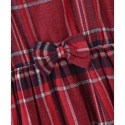 Babyhug Cotton Yarndyed Half Sleeves Checkered Dress with Headband - Red