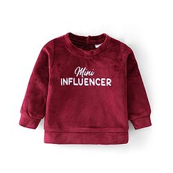 Babyhug Full Sleeves Winter Wear Set Mini Influences Print - Maroon