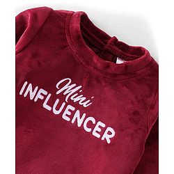 Babyhug Full Sleeves Winter Wear Set Mini Influences Print - Maroon