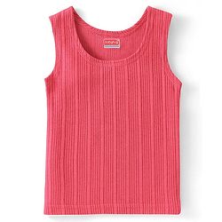 Babyhug Cotton  Sleeveless Solid Thermal Vest - Coral