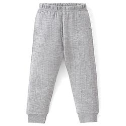Babyhug Cotton Blend Full Length Thermal Leggings Solid- Light Grey