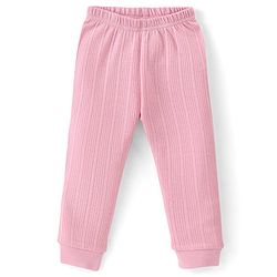 Babyhug Cotton Blend Full Length Thermal Leggings Solid- Pink