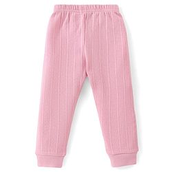 Babyhug Cotton Blend Full Length Thermal Leggings Solid- Pink