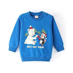Babyhug Cotton Knit Full Sleeves Sweatshirt with Graphics  - Blue