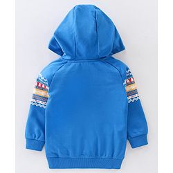 Babyhug Cotton Knit Full Sleeves Hooded Sweat Shirt With Text Design - Blue