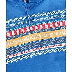 Babyhug Cotton Knit Full Sleeves Hooded Sweat Shirt With Text Design - Blue