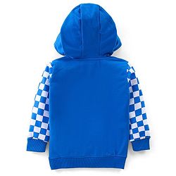 Babyhug Cotton Full Sleeves Sweatshirt With Zipper & Hood & Checks Print - Blue